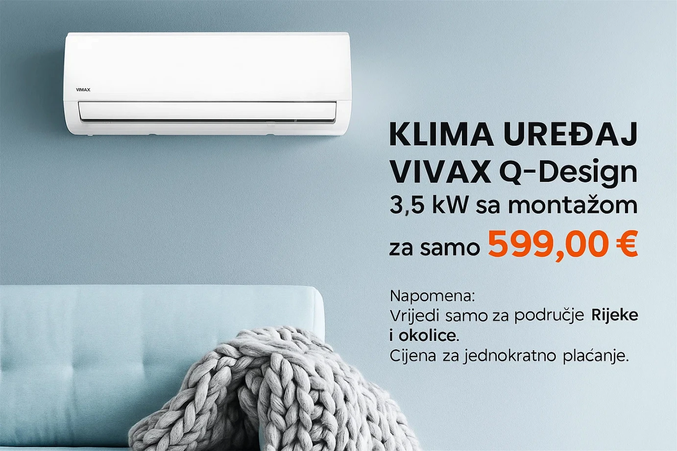 VIVAX klima uređaj Q-Design sa montažom / 3,5 kW